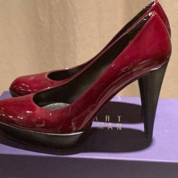 Stuart Weitzman Dark Red Heels With Box - Picture 3 of 8